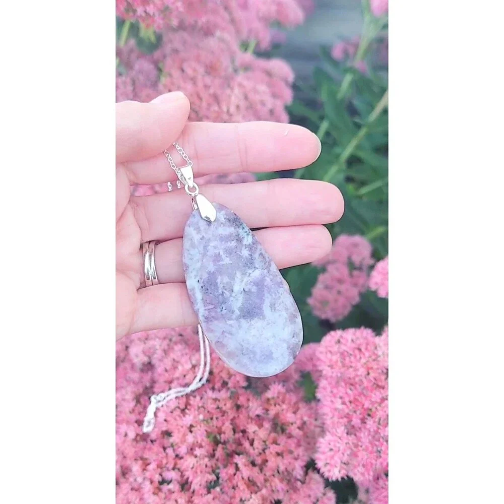 Large Lepidolite Necklace Gemstone Pendant - Picture 3 of 8